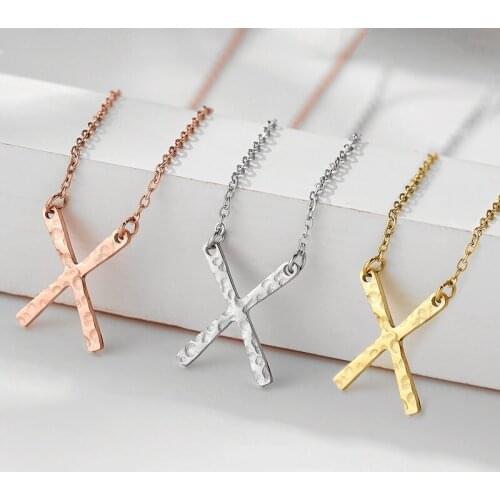 HelloLook X Letter Choker Necklace Gold Silver 316L Stainless Steel Chain Necklace Women Accessories