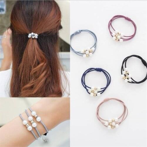 1/5/6pcs New Women Girls Elegant Pearls Multilayer Elastic Hair Bands Sweet Scrunchie Headband Rubber Bands Hair Accessories