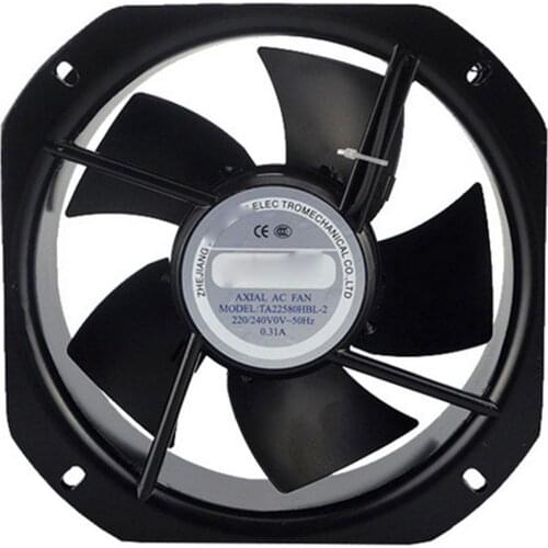 220V AC 225x225x80mm Axial Radiator Fan 588CFM 2500RPM Ball Bearing High Speed