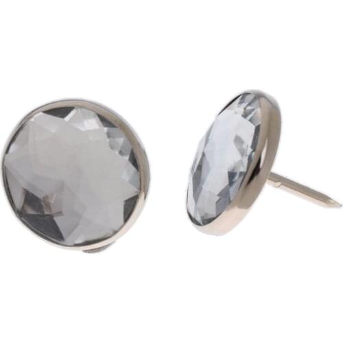 25pcs Crystal Sofa Headboard Buttons Nail Tack Stud Pins Upholstery Decoration Silver