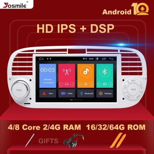 4GB 64GB 1 Din Android 10 .0 Car Radio DVD Player For FIAT 500 Multimedia GPS Navigation Stereo Audio Head unit 8 Core IPS DSP