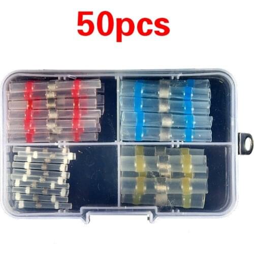 50pcs Welding Sealed Wire Connector Waterproof Heat Shrinkable Butt Joint Wire Terminal Insulation Butt Joint
