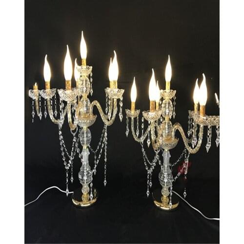 55/65/80cm 6head Acrylic Crystal Light LED WeddingProp Home Decorat Glowing Photographing Area Sign in Desk Candlestick Decora