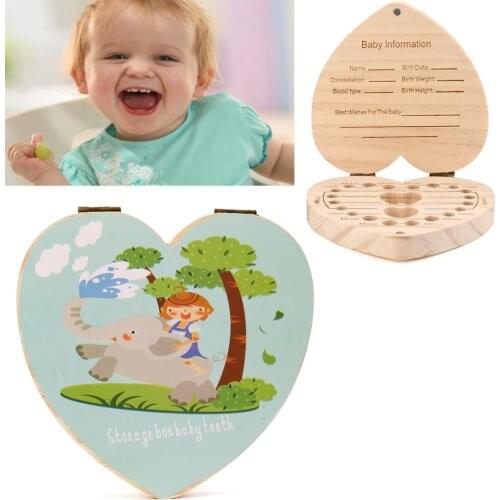 English Wood Tooth Box Organizer Save Milk Teeth Wood Storage Collecting Baby Teeth Umbilical Cord organizador Memories A65