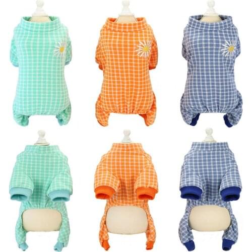 Plaid Pet Dog Clothes For A Cat Homewear Warm Dog Pajamas Jumpsuit For Small Medium Dogs Pyjama Chihuahua Coat Pomeranian Shirt