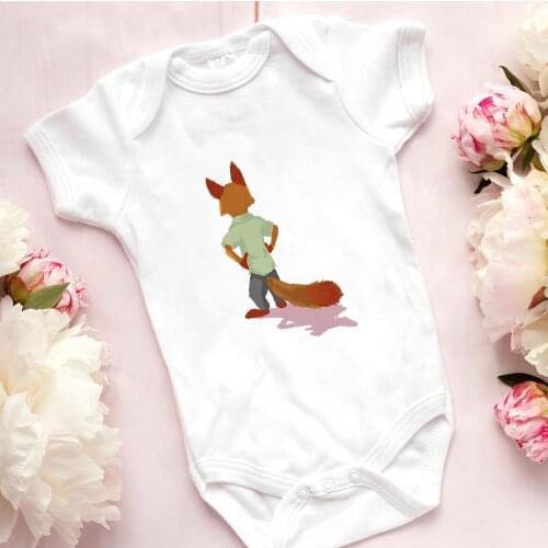 Toddler Jumpsuit Fashion Fox Nick Graphic Baby Bodysuits Tops Base O-neck Funny Disney Zootopia Infant Romper 0-24M