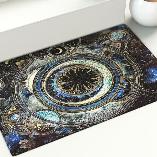 Floor Mat Mechanical Gear Pattern Decorate Living Room Bedroom Bathroom Area Rugs Print Moon City Large Meditation Carpet