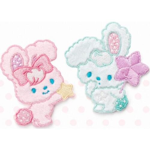 Maxsin 1 Pc High Quality Cute Couple Rabbit Sticker Animal Patch Iron On Child Bag Jeans Clothes DIY Decoration Applique