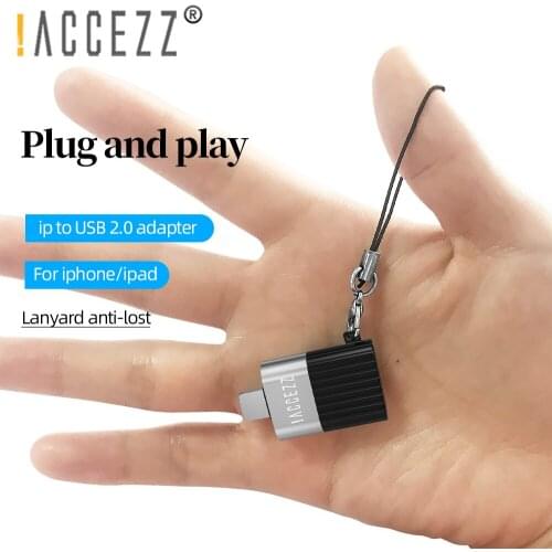!ACCEZZ Mini OTG Adapter 8Pin to USB Adapter For iPhone 12 11 Pro XS X For iPad iOS 13 14 Support U Disk Keyboard Mouse Splitter