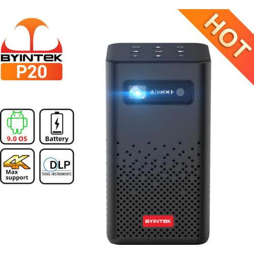 BYINTEK P20 Mini Portable Pico Smart Android 1080P LED WiFi DLP Projector 4K Beamer for Smartphone 3D Outdoor Yard Party Sport