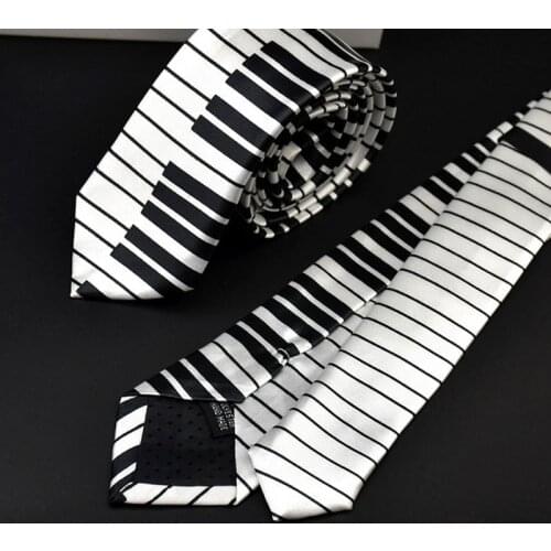Mens Black & White Piano Keyboard Necktie Tie Classic Slim Skinny Music Tie 27RD