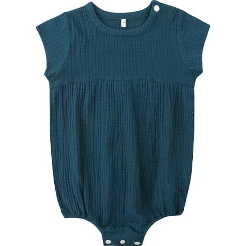 N84E Newborn Solid Color Romper Baby Short Sleeves Jumpsuit Infants Summer Clothing Outfit