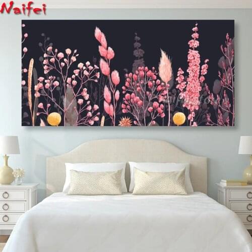 Variation of grass in pink 5D DIY Diamond Painting Full Square Flower Art Kit Diamond Embroidery Mosaic Minimalist Home Decor