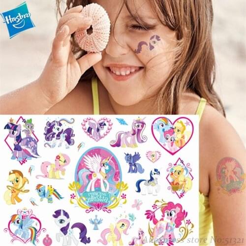 Hasbro My Little Pony Toys Children Cartoon Temporary Tattoo Sticker For Girl Cartoon Toy Birthday Party Tool Girl Gift