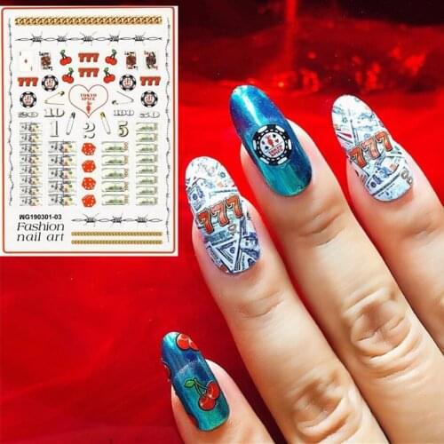 Newest MG180-14 US Dollars design nail art sticker decal stamping back gule DIY nail decoration tips