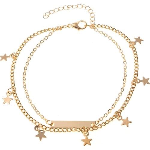 New Summer Chains Star Foot Jewelry Simple Anklets for Women Fashion Multilayer Ankle Bracelet For Leg Beach Jewelry New Female