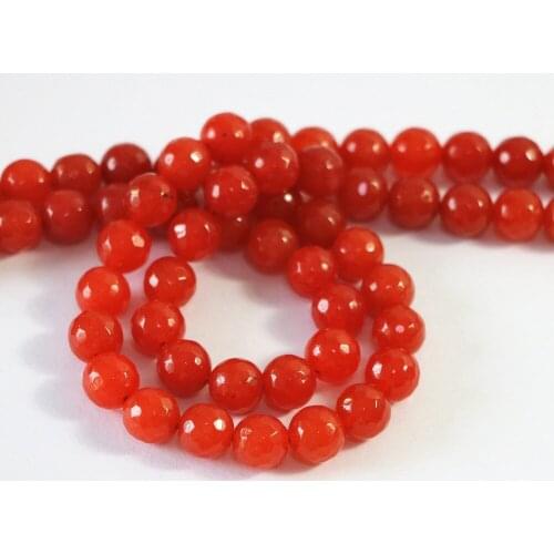 Orange Red Natural Stone Chalcedony Jades 4mm 6mm 8mm 10mm 12mm Faceted Round Diy Beads Jewelry Findings 15 Inches B17
