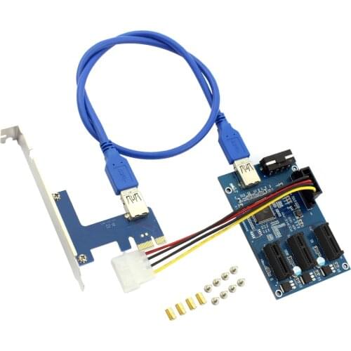 PCIe 1 to 3 PCI Express 1X Slots Riser Card Mini ITX to External 3 PCI-e Slot Adapter PCIe Port Multiplier Card