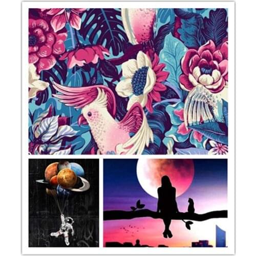 Frame DIY Painting By Numbers Kits Moon Scenery Acrylic Paints By Numbers Wall Art Picture Handpainted For Diy Gif
