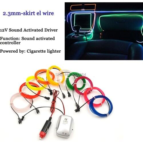 Sewing Edge Neon Car Lights Sound Activated Glow EL Wire Rope Tube Cable Flexible EL Wire Lamps Light