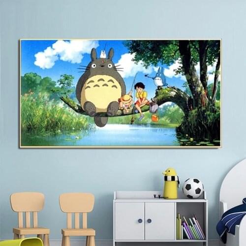 Modern Miyazaki Hayao Totoro Cartoon Canvas Painting Poster Prints for Kids Bedroom Wall Art Picture for Living Home Decor Gift