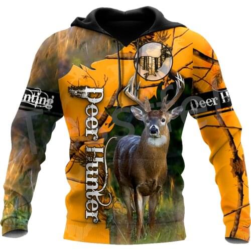 Tessffel 3DPrint Camo Deer Hunting Tattoo Animal Hunter Men/Women NewFashion Jacket Zip Funny Hoodies Long Sleeve Streetwear S4