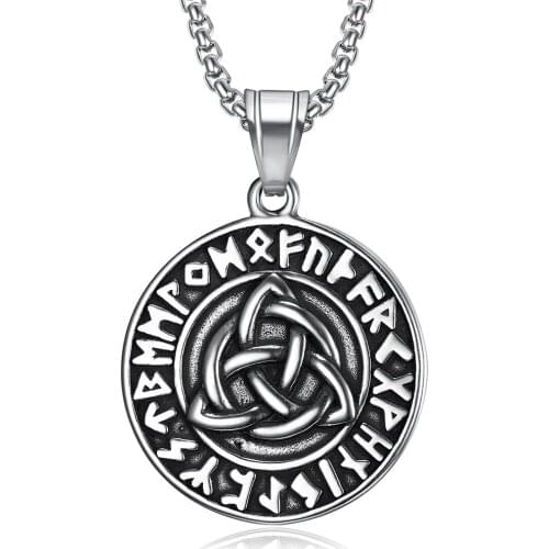 Vintage Celtic Knot Pendant Men Viking Rune Amulet Necklace