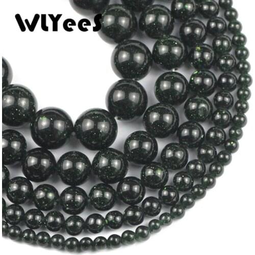 WLYeeS Natural Stone Dark Green sand Stone bead Round Loose Spacer Beads For Jewelry Making 4/6/8/10/12mm DIY Handmade Bracelets