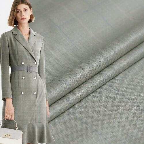 Pearlsilk Japanese Herringbone Plaid Worsted 100%Wool Fabrics Garment Material Autumn Women Jacket Sewing Cloth Freeshipping