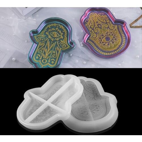 Snack Jewelry Palm Dish Plate Storage Tray Silicone Mold Hand Of Fatima Gods Eye Candy Epoxy Resin Molds For DIY Jewelry Making
