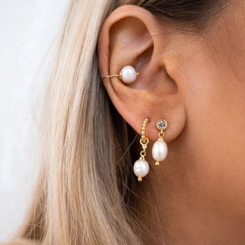 Pearl Earrings Gold Dangle oval Freshwater pearl beads 2021 New Jewelry For Women Feminine fashion Earrings