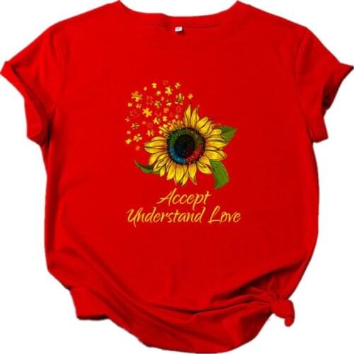 MK New Summer Sunflower Puzzle Pinted Short Sleeves Womens T-Shirt Harajuku Graphic Tops Female Tee Shirts Pure Cotton Tshirts