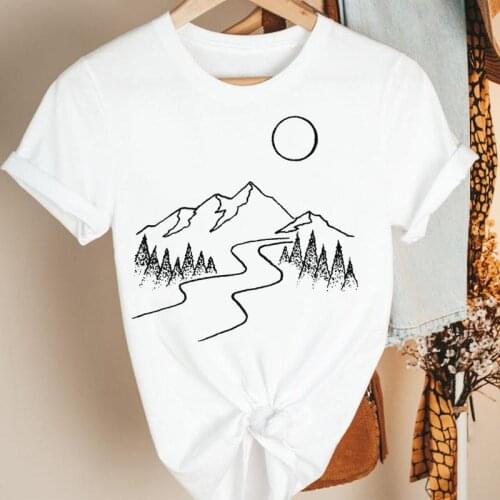 Women Clothes Lip Mountain Camper Cute Ladies Cartoon Summer Short Sleeve Print Fashion Tshirt Female Tee Top Graphic T-shirt