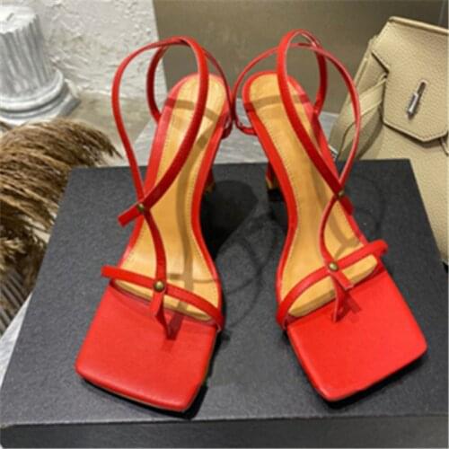 20 Strappy Square Toe Women Summer Shoes High Heel Women Sandals Party Dress Sandals Sexy Ankle Strap Ladies Wedding Shoes