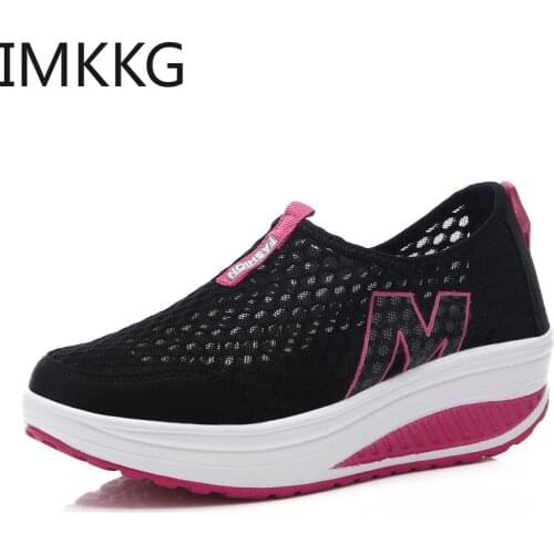 Women Casual Sneakers shoes Sport Fashion Height Increasing Woman 2019 Breathable Mesh Wedges Sneaker shoes A00242