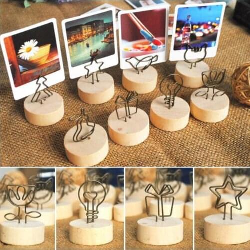 1PC Creative Round Wooden Iron Photo Clip Memo Name Card Pendant Furnishing Articles Picture Frame DIY Family Photo Decoration
