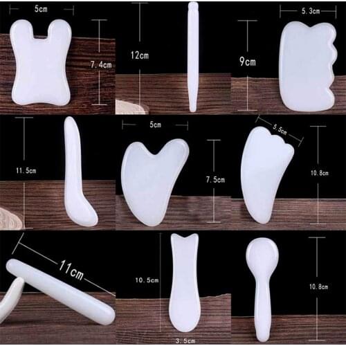 1PCS Natural White Jade Guasha Board Scraching Face Eyes Scraping GuaSha SPA Massage Tool Health Care Acupoints Plate Massager