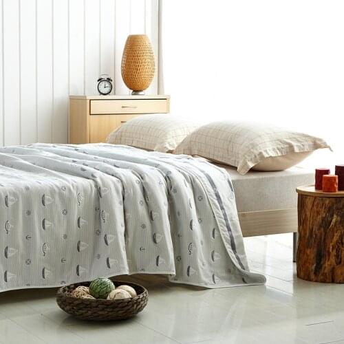 100% Cotton Six layers of gauze Towelling Coverlet/Blanket/Throw (Sailing)