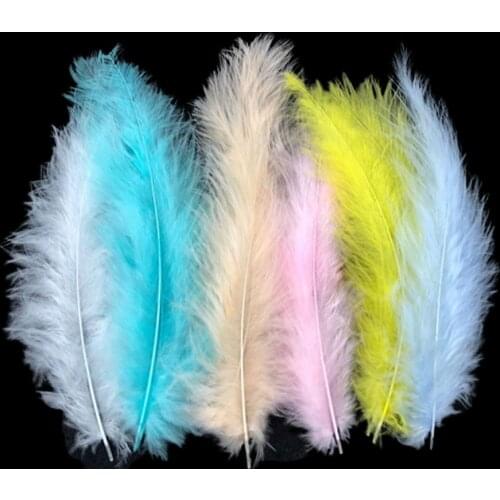 100Pcs/Lot Natural Turkey Marabou Feathers For Home Party Accessories DIY 10-15cm Colored Real Feather Crafts Wedding Decoration