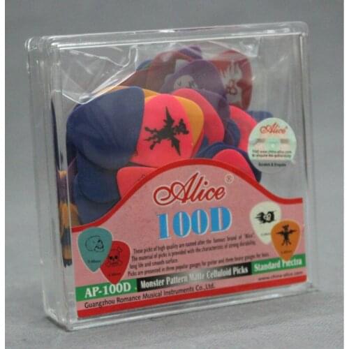 100pcs Box-packed AP-100D Heart-shaped Colorful Celluloid Skull M0nster Guitar Picks Plectrum 0.46/0.71/0.81mm