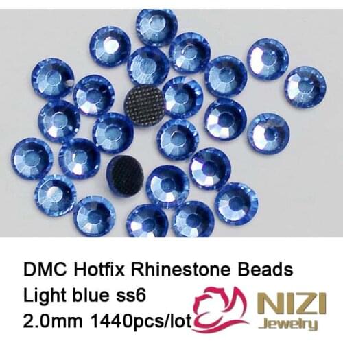 1440 pcs ss6 light sapphire Free shipping DMC hot fix rhinestones flat back rhinestones HighQuality-7