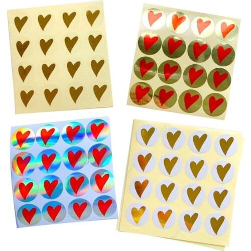 160Pcs/lot lovely Hot stamping Heart Scrapbooking Paper Labels Seal Sticker DIY Gift Sticker Dia.2.5cm