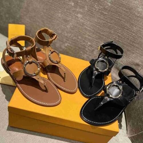 2021 Clip Toe Women Sandals Genuine Leather Flat Women Shoes Summer Casual Buty Damskie Outdoor Chausson Femme Zapatillas Mujer
