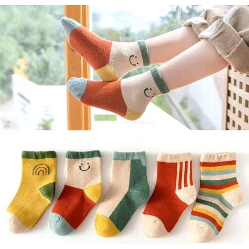 5 Pairs/Set Thick Socks Baby Kids 1-12 Years Cotton Winter Autumn Soft Warm Socks for Children Boys Girls Thermal Floor Socks