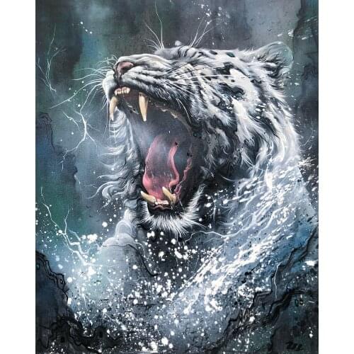 5D Diamond Painting Kits Full Round With AB Drill Tiger DIY Animal Picture Diamond Embroidered Rhinestone Cross Stitch Gift Art