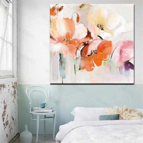 Watercolor Minimalist Poppy Artist Orchid Abstract Oil Painting Poster Print Canvas Wall Picture for Living Room Cuadros Decor
