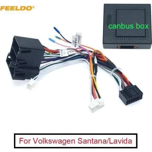 FEELDO 5Set Car Radio Stereo Head Unit 16Pin Wire Harness Adapter With Canbus Box For Volkswagen Android Power Cable Connector