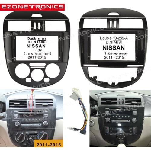 2Din 1Din Car DVD Frame Audio Fitting Adaptor Dash Trim Facia Panel 9" For NISSAN Tiida 2011 12 13 14 15 Double Din Radio Player
