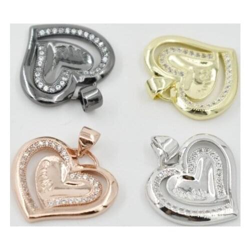 20*19mm crystal micro pave cz zircon cubic zirconia beads copper silver gold black plated Pendant making findings tg22