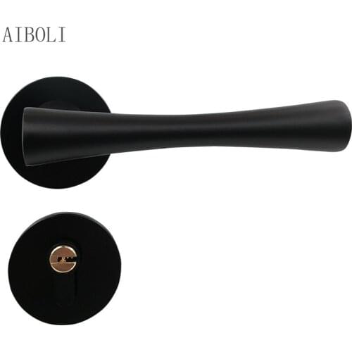 Black Door Lock Split Lock Simple Indoor Wooden Door Bedroom Bathroom Door Mute Household Universal Door Handle